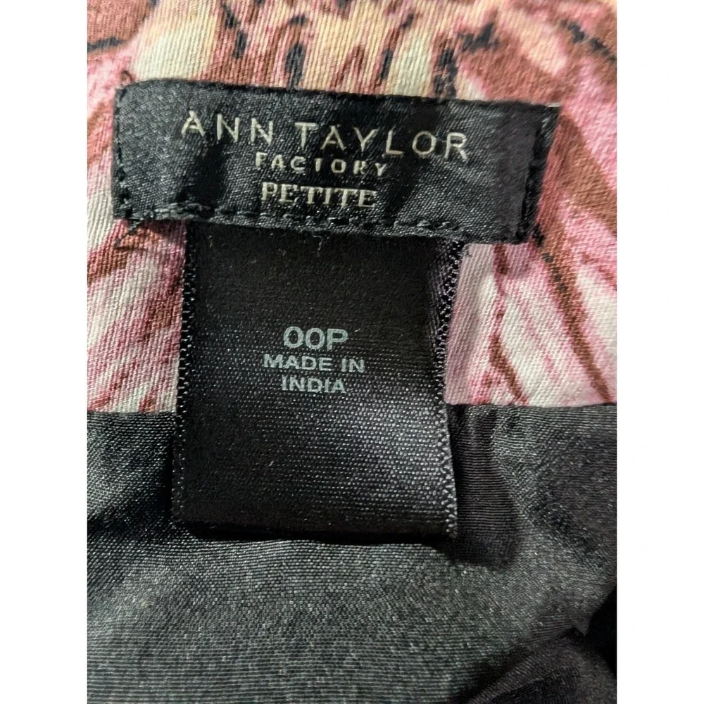 Ann Taylor Factory Petite Floral Pencil Skirt 00P Pink Black Officecore
